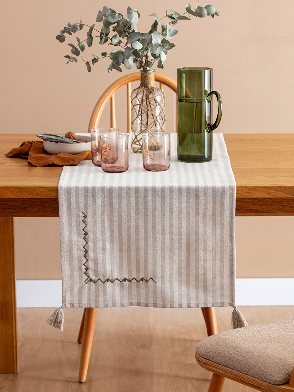 Karışık Baskılı Püsküllü Runner 45x150 cm-1