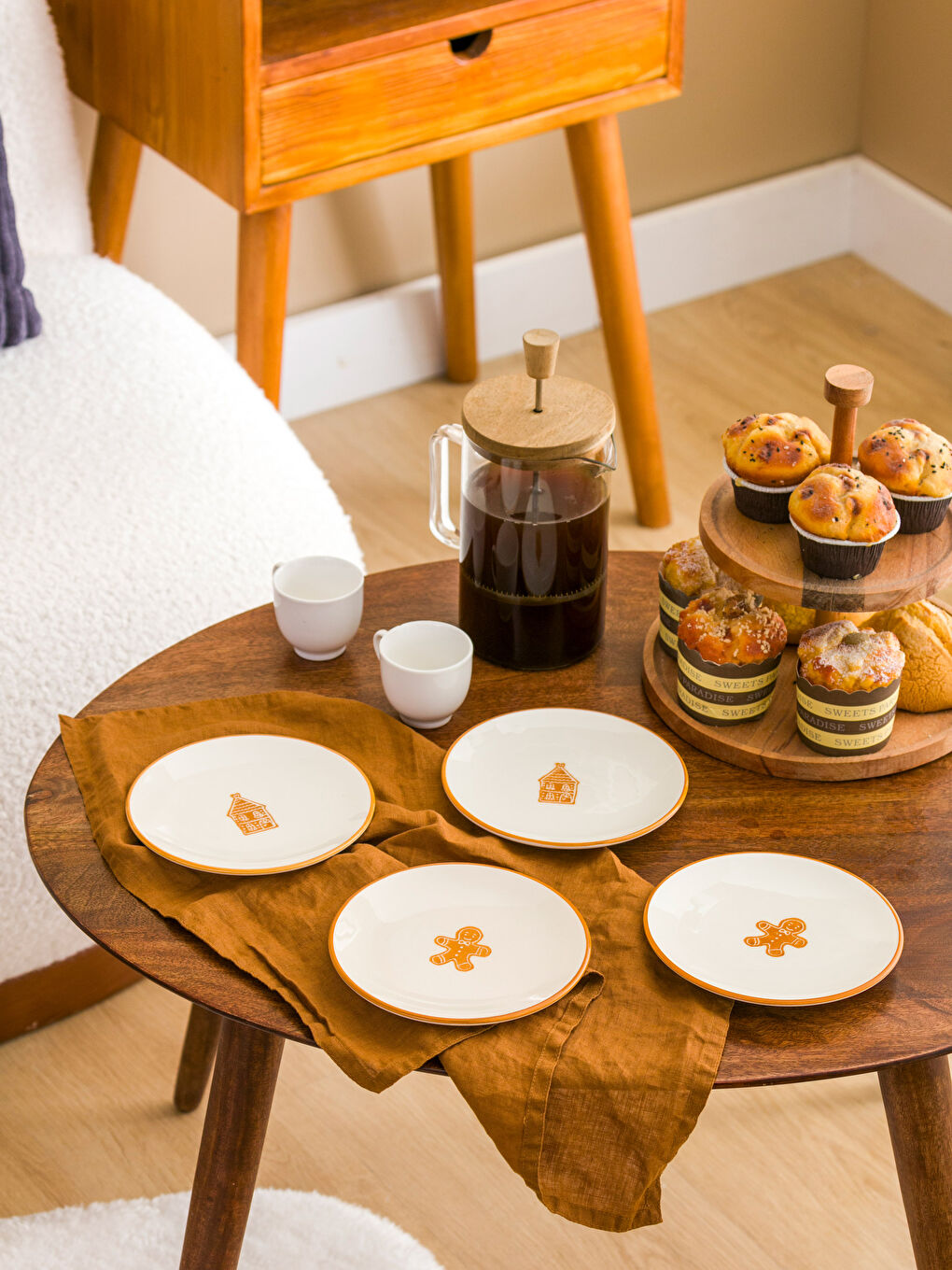 LCW HOME Printed Ceramic Cake Plate 4-pack 16 cm -W3GS18Z8-GQB