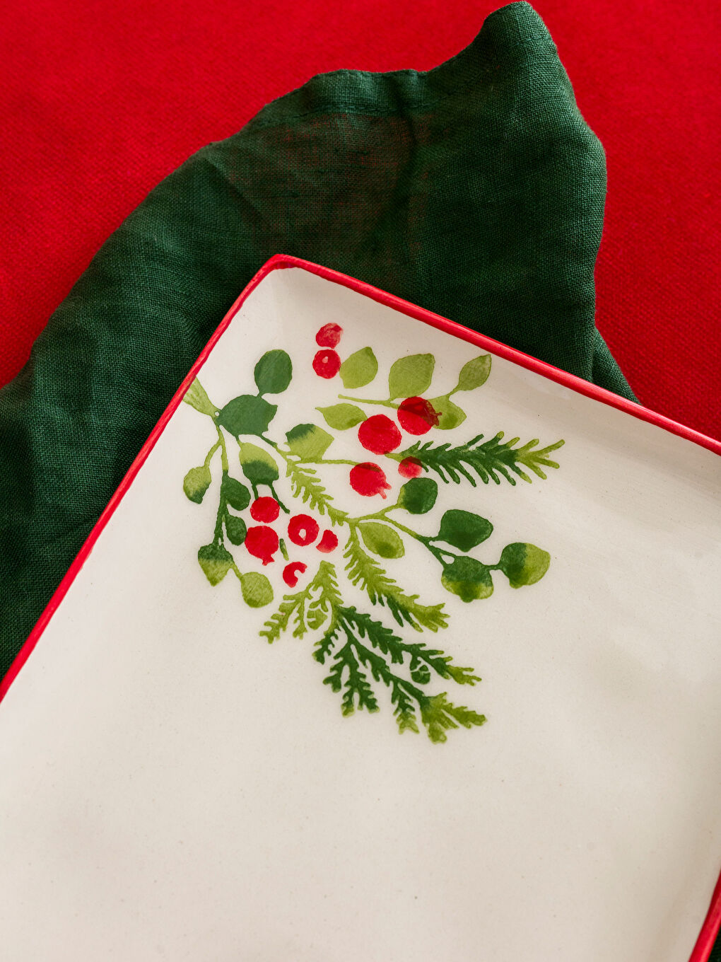 Karışık Çiçek Desenli Seramik Sunum Tabağı 29x16 cm-2