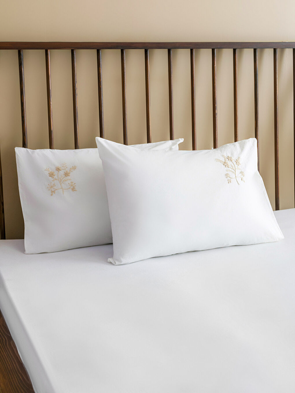 Ekru Düz Pamuklu Çift Kişilik Nevresim Seti-2