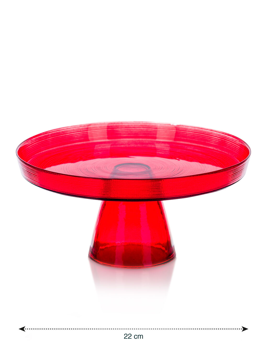 Kırmızı Ayaklı Cam Sunumluk 21 cm-3
