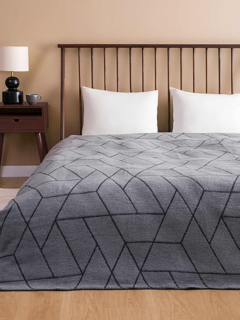 LCW HOME Gri Desenli Çift Kişilik Battaniye 200x220 cm