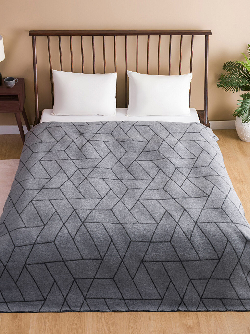 LCW HOME Gri Desenli Çift Kişilik Battaniye 200x220 cm - 1