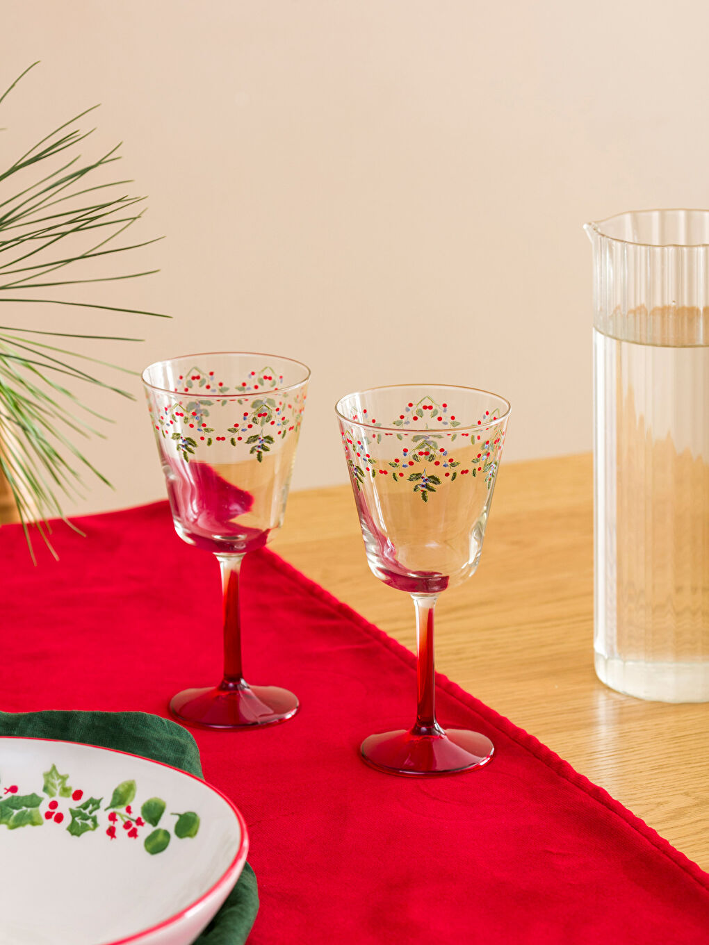 Karışık Çiçek Desenli Cam Su Bardağı 2'li 280 ml-1