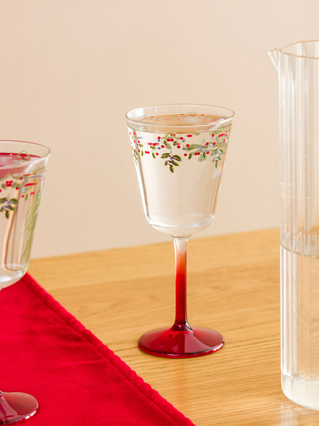 Karışık Çiçek Desenli Cam Su Bardağı 2'li 280 ml-2