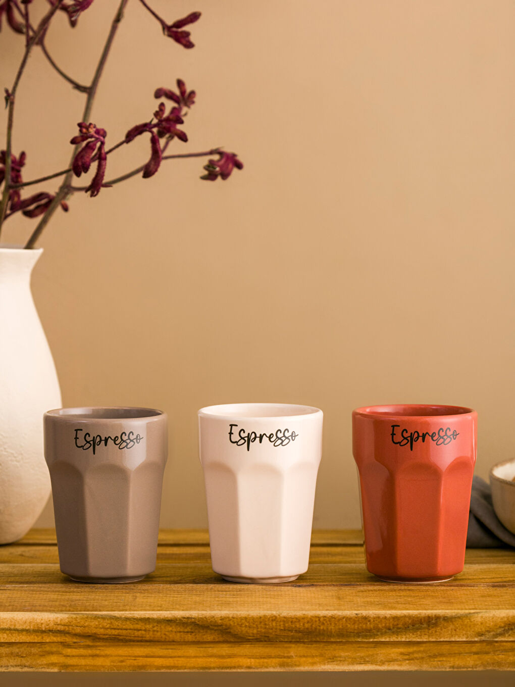 Kahverengi Seramik Bardak Seti 3'lü 280 ml