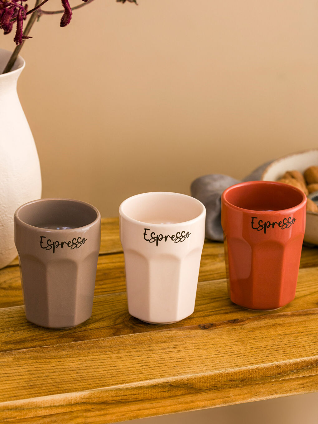 Kahverengi Seramik Bardak Seti 3'lü 280 ml-1