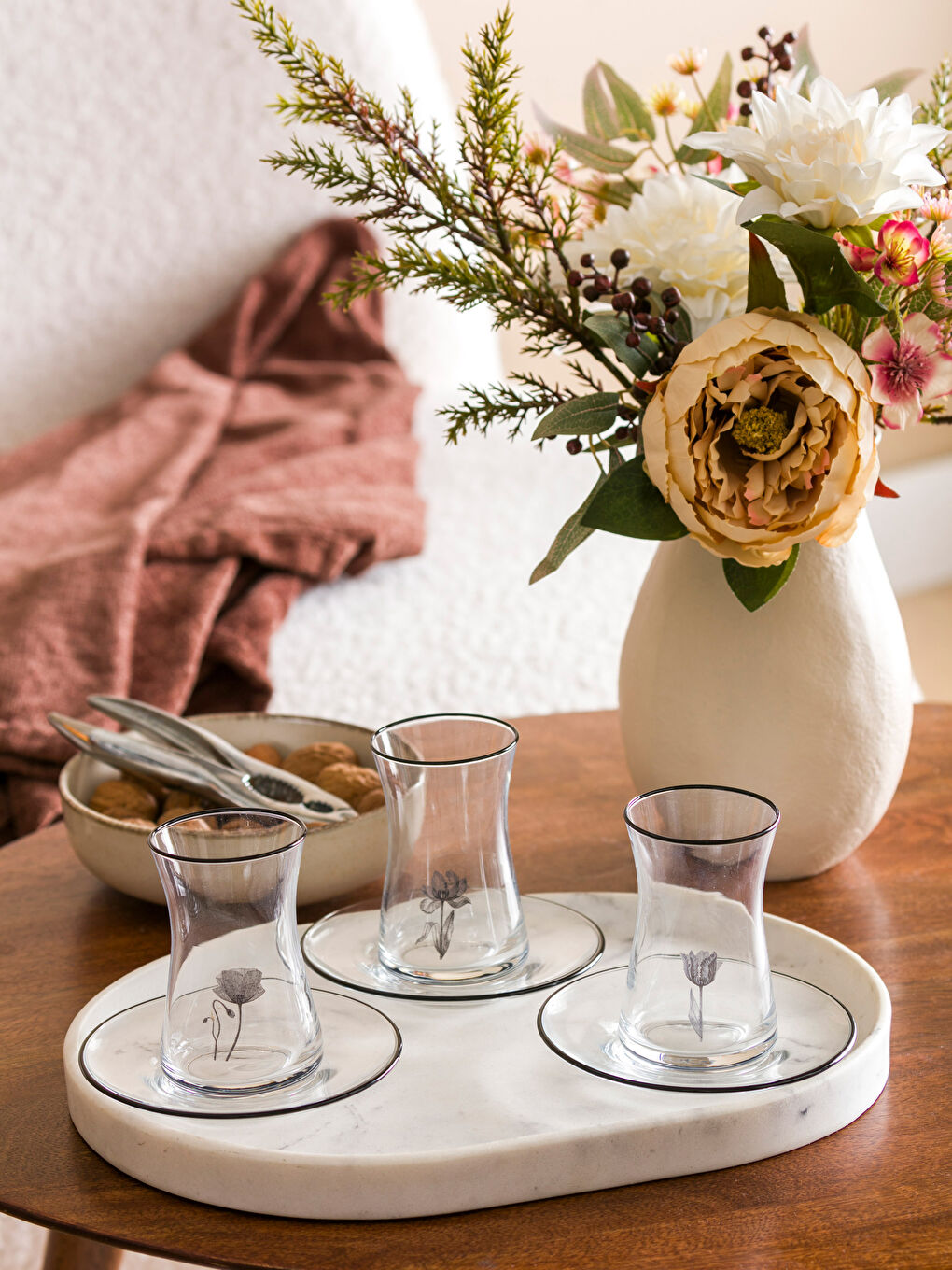 Стеклянный чайный набор на 6 человек 90 мл-1