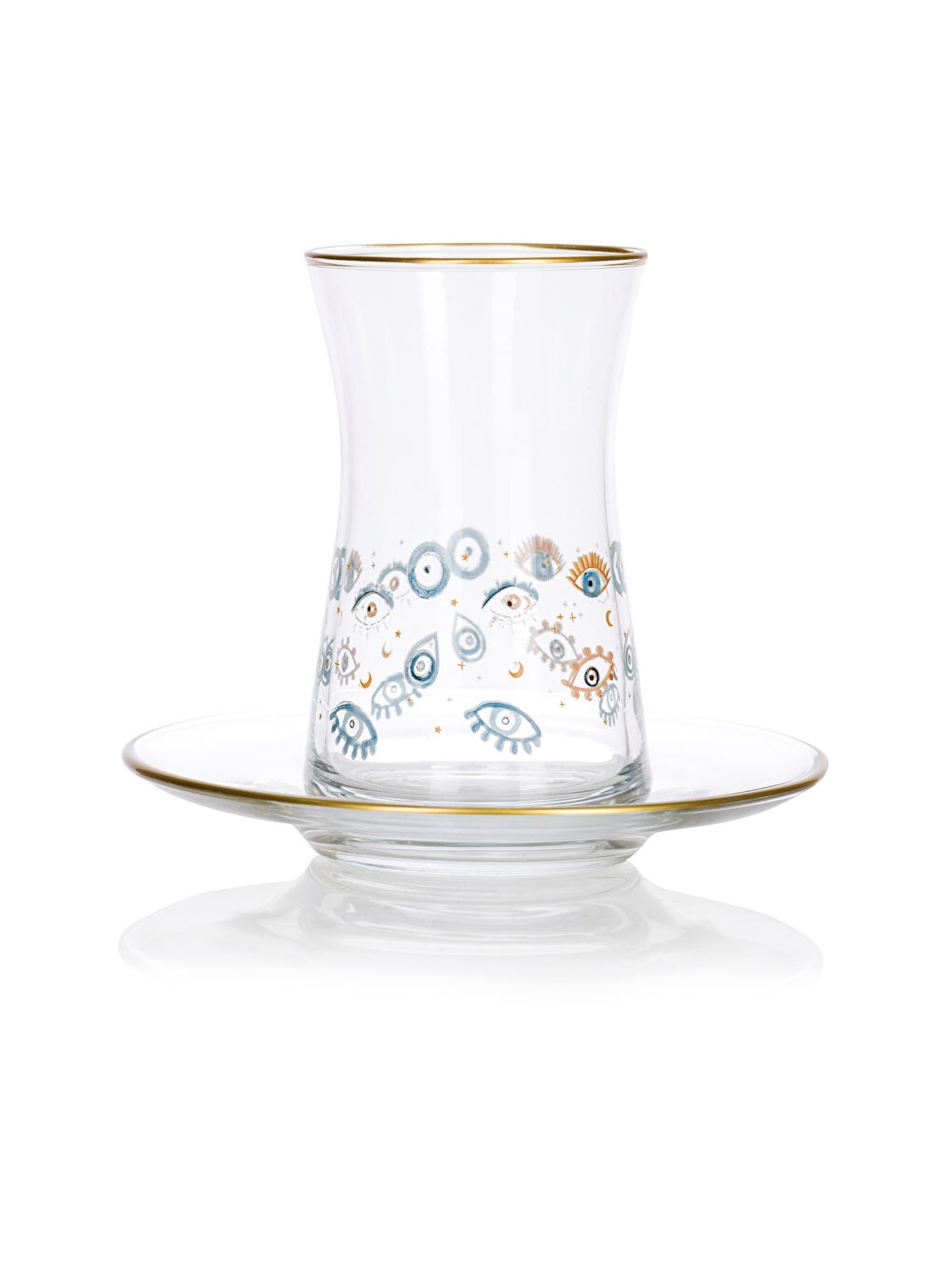 Eye Printed 6-Person Black Tea Glass 132 ml -W3GU90Z8-F9C