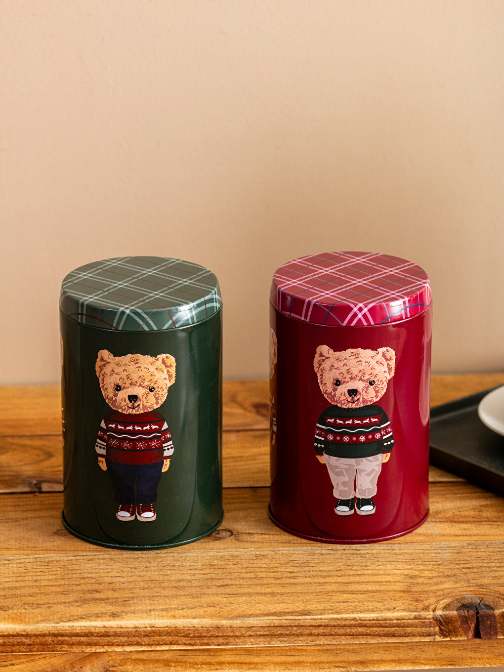 Teddy Bear Printed Metal Storage Container 2 Pieces 800 Ml-1