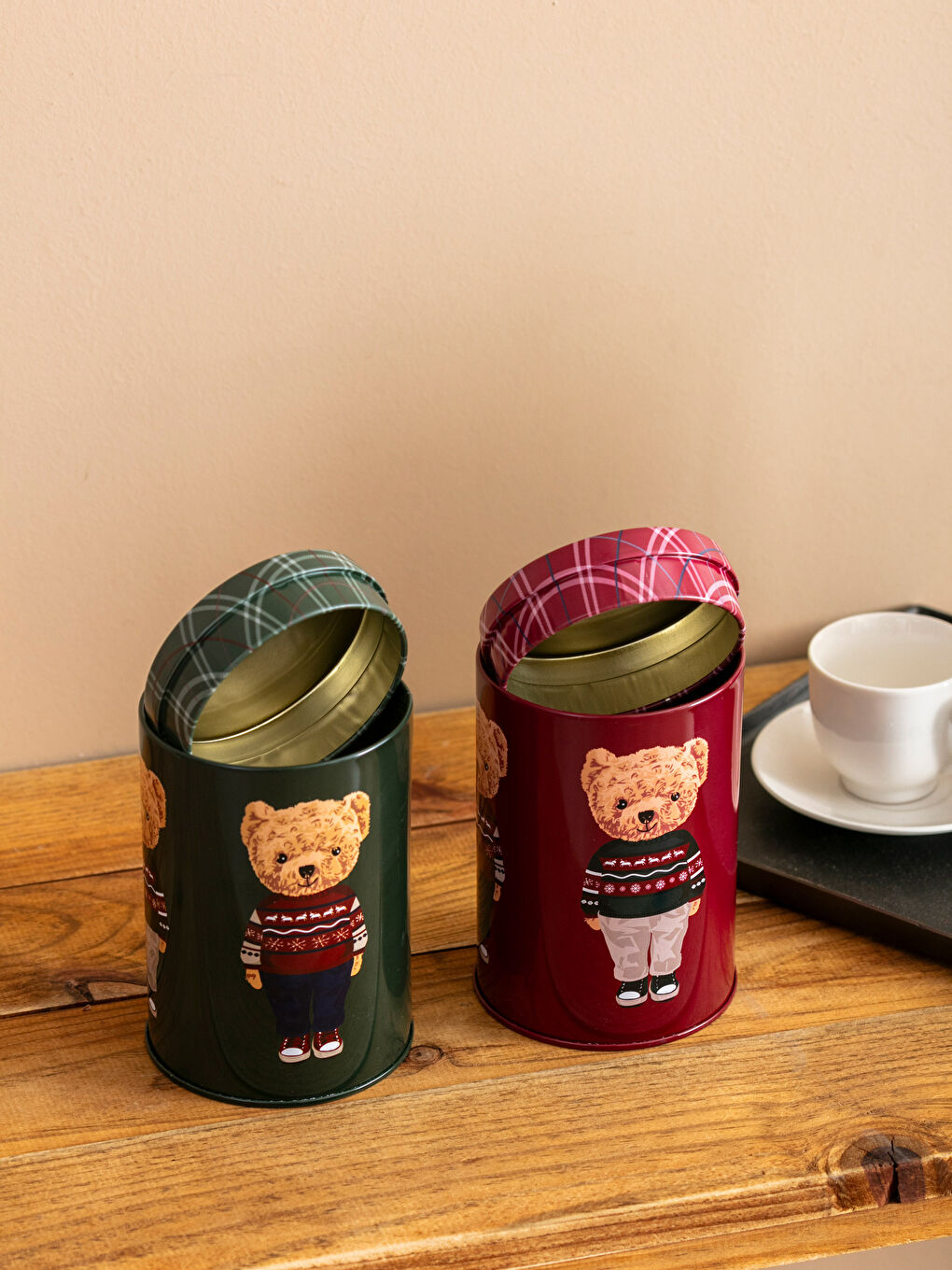 Teddy Bear Printed Metal Storage Container 2 Pieces 800 Ml-2
