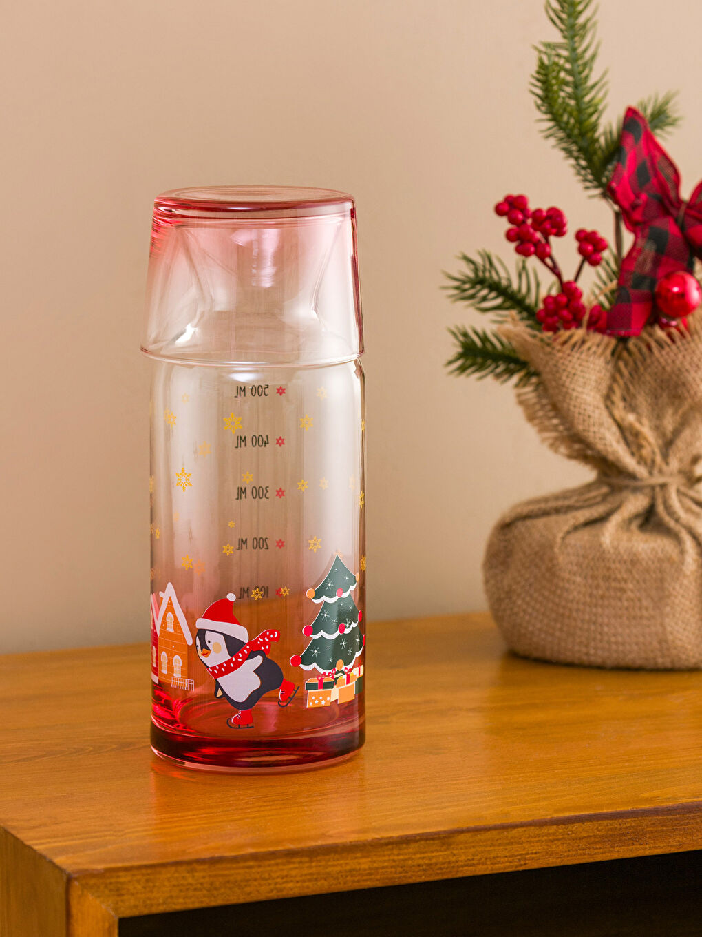 Karışık Yılbaşı Temalı Cam Sürahi 700 ml-3