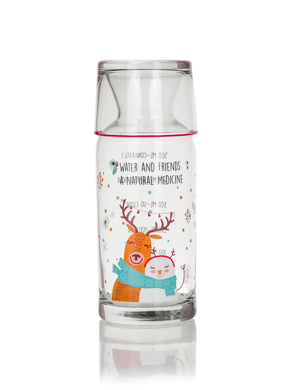 Karışık Baskılı Kapaklı Cam Sürahi 700 ml-6