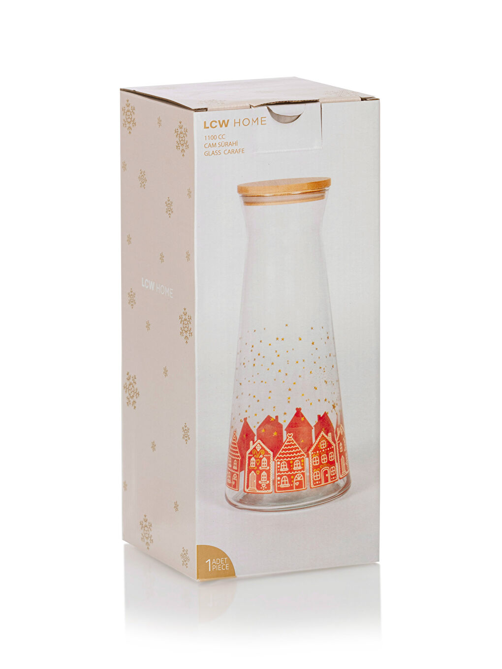 Kahverengi Yılbaşı Temalı Cam Sürahi 1100 ml-3