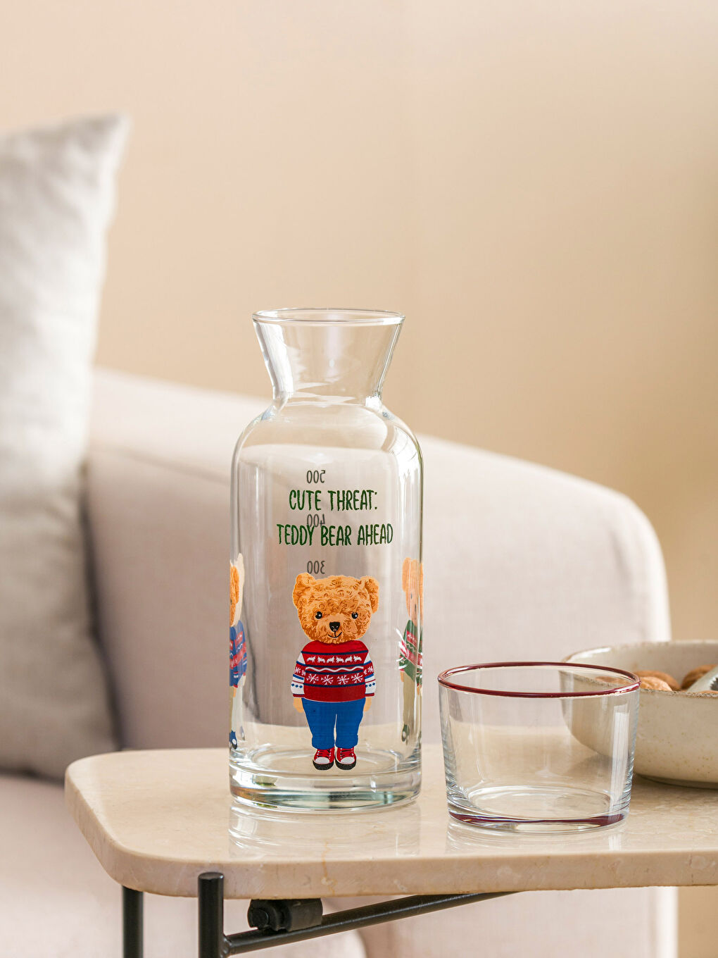 Karışık Teddy Ayıcık Baskılı Cam Sürahi 700 ml-2