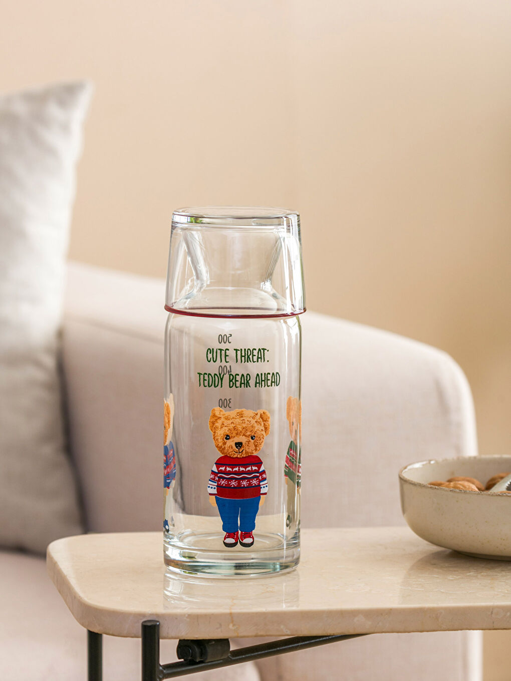 Karışık Teddy Ayıcık Baskılı Cam Sürahi 700 ml-3