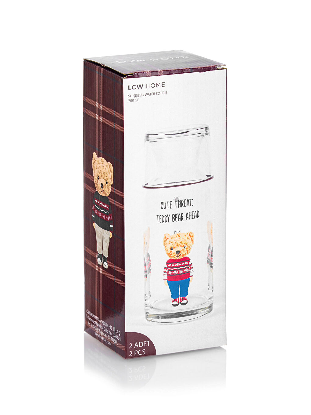 Karışık Teddy Ayıcık Baskılı Cam Sürahi 700 ml-5