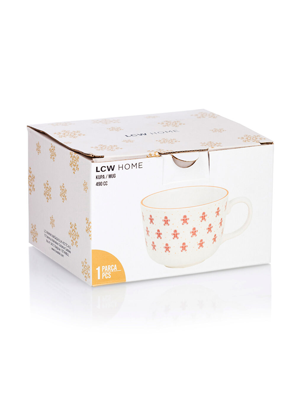 Kahverengi Baskılı Seramik Kupa 490 ml-3