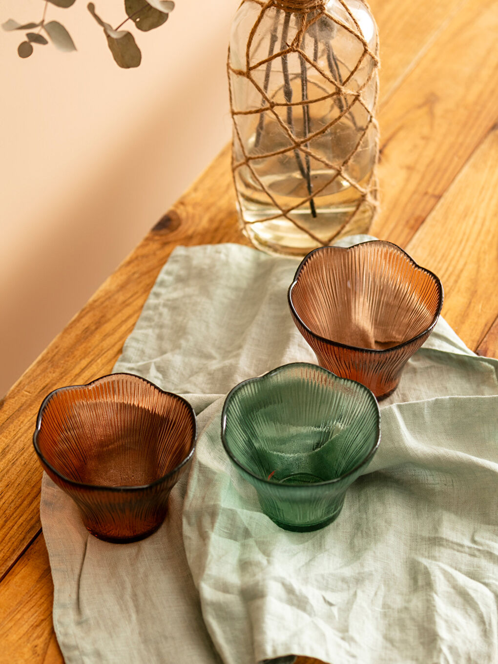 Yeşil Cam Kase Seti 3'lü 9 cm-1