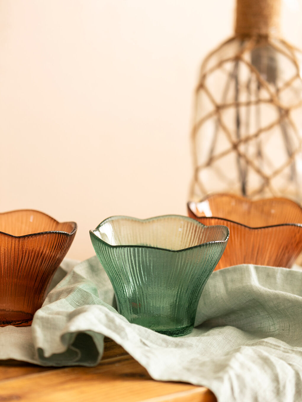 Yeşil Cam Kase Seti 3'lü 9 cm-2