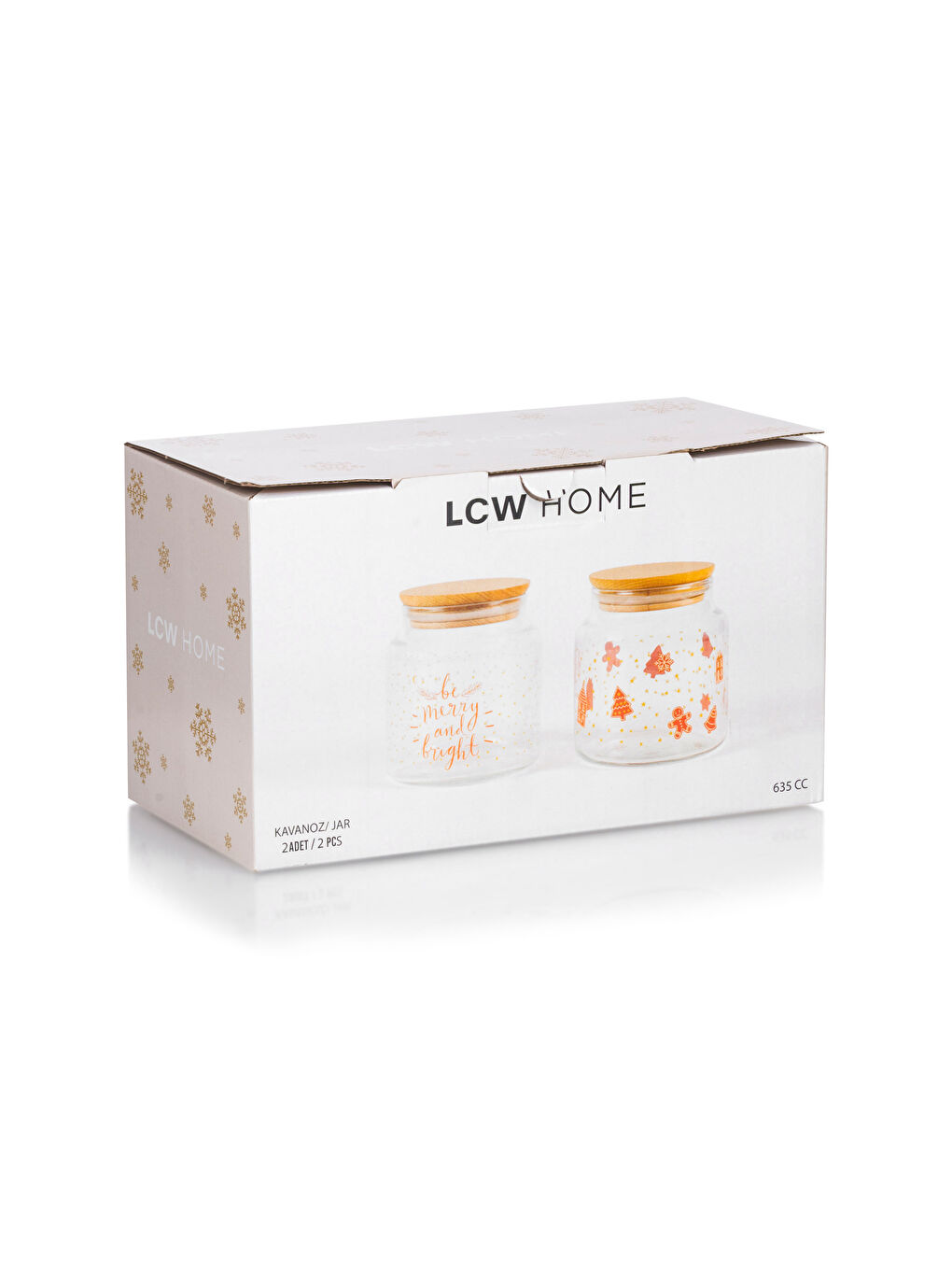 Glass Storage Container with Wooden Lid 2 Pieces 635 Ml-2