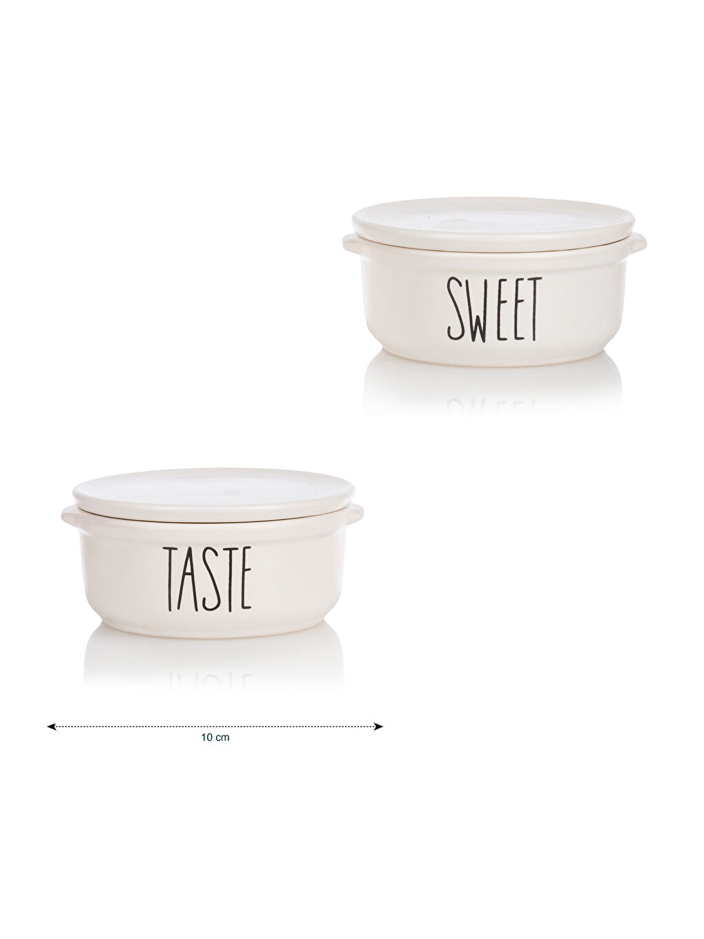 Siyah Baskılı Seramik Saklama Kabı Seti 2'li-4