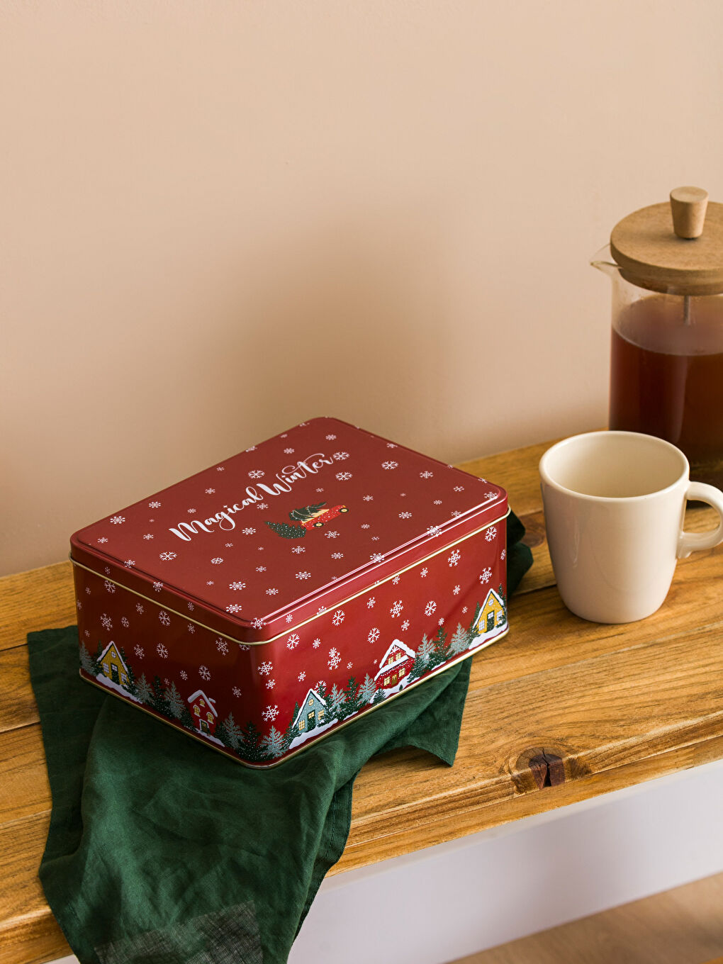 Récipient alimentaire en métal à thème de Noël 22x10 cm