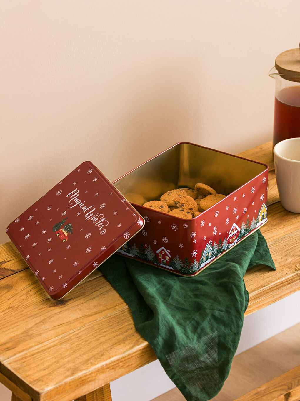 Récipient alimentaire en métal à thème de Noël 22x10 cm-1