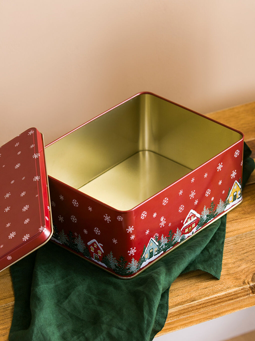 Récipient alimentaire en métal à thème de Noël 22x10 cm-2