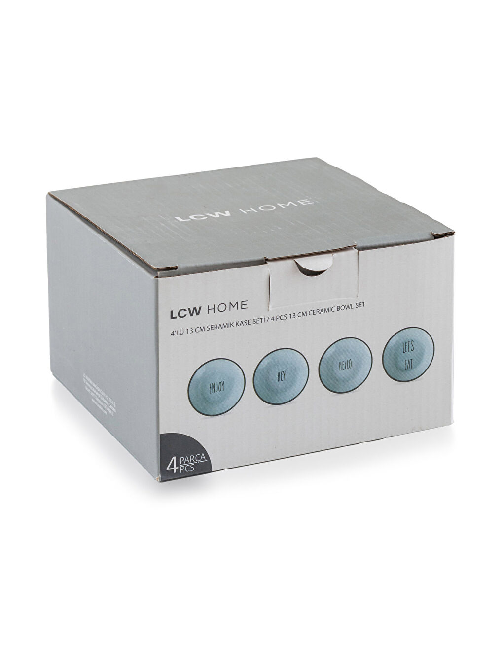 Yeşil Baskılı Seramik Kase Seti 4'lü 13 cm-3