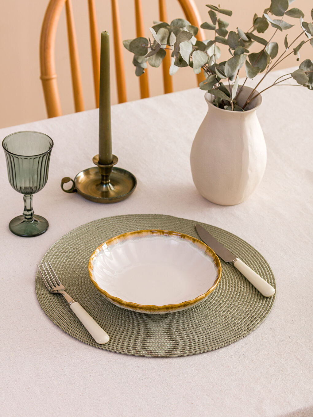 Pembe Baskılı Seramik Çukur Tabak 20 cm-1