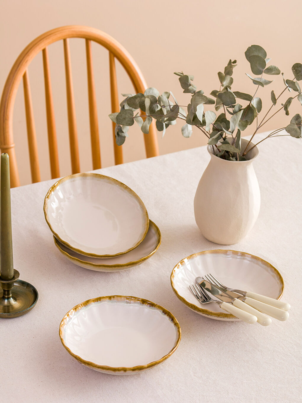 Pembe Baskılı Seramik Çukur Tabak 20 cm-2