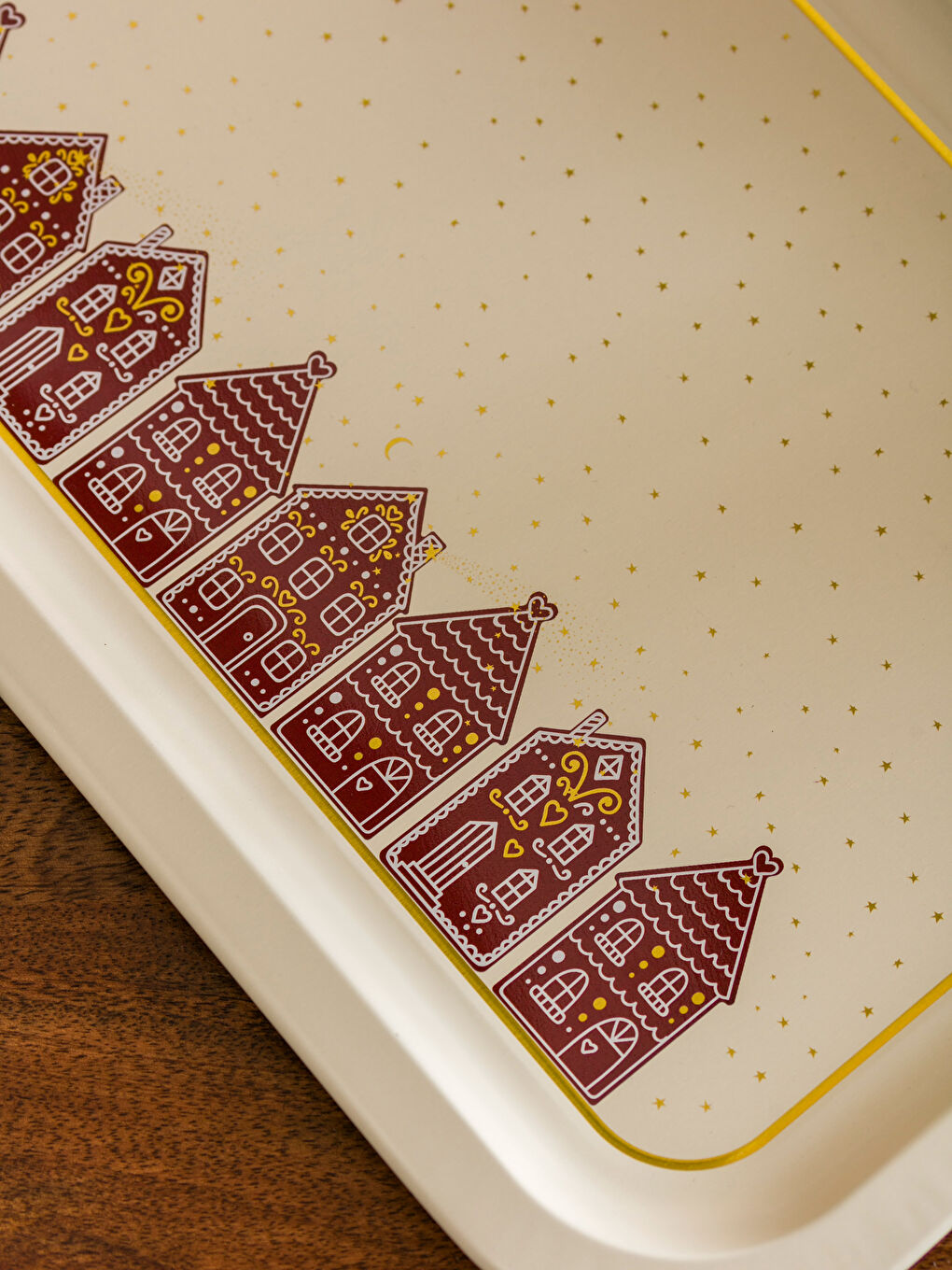 Kahverengi Yılbaşı Temalı Tepsi 34x22 cm-2