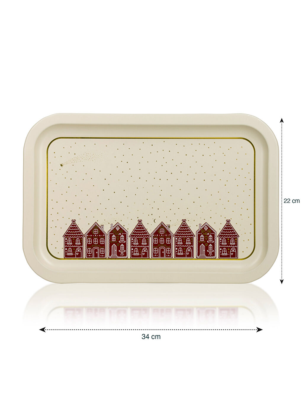 Kahverengi Yılbaşı Temalı Tepsi 34x22 cm-3