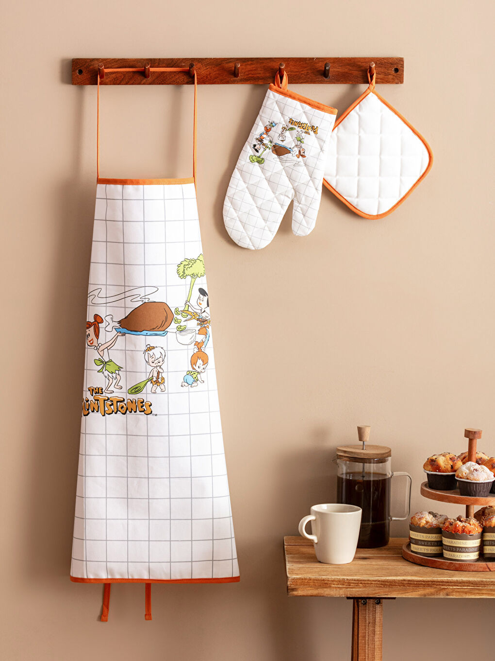 Karışık Taş Devri Baskılı Mutfak Önlüğü