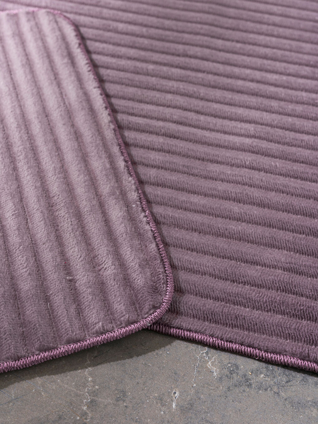 Bordo Çizgili Banyo Paspası Seti 2'li-1