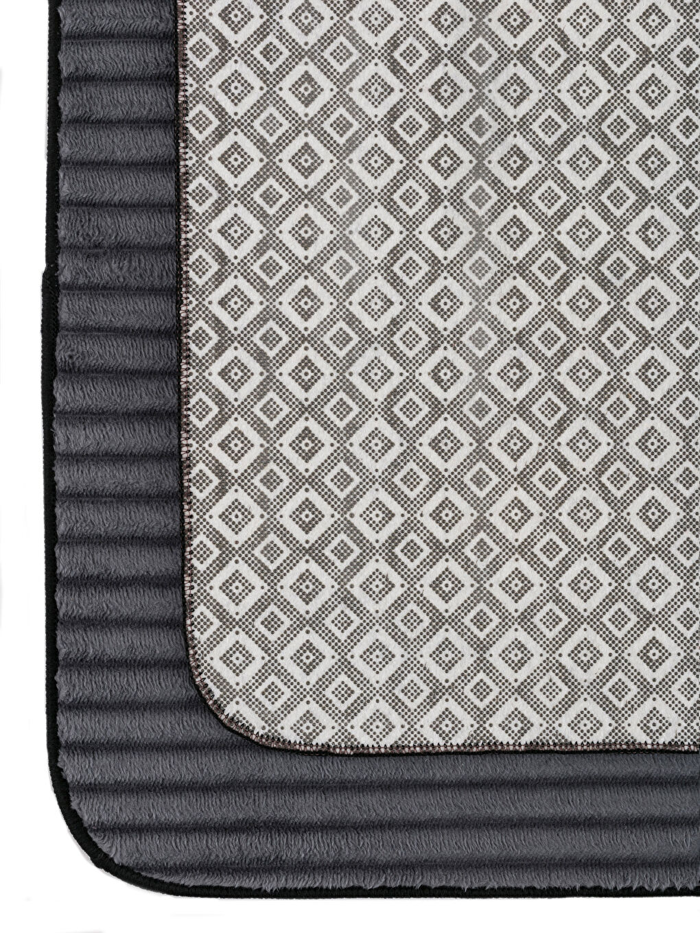 Antrasit Çizgili Banyo Paspası Seti 2'li-3