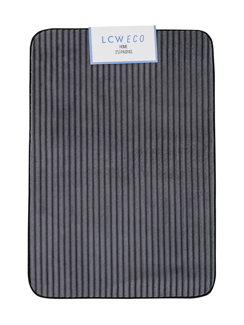 Antrasit Çizgili Banyo Paspası Seti 2'li-4