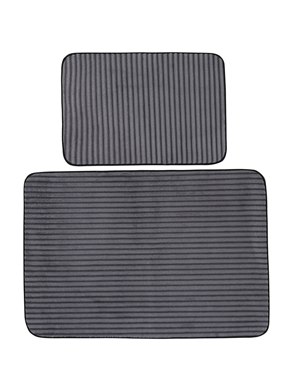 Antrasit Çizgili Banyo Paspası Seti 2'li-5