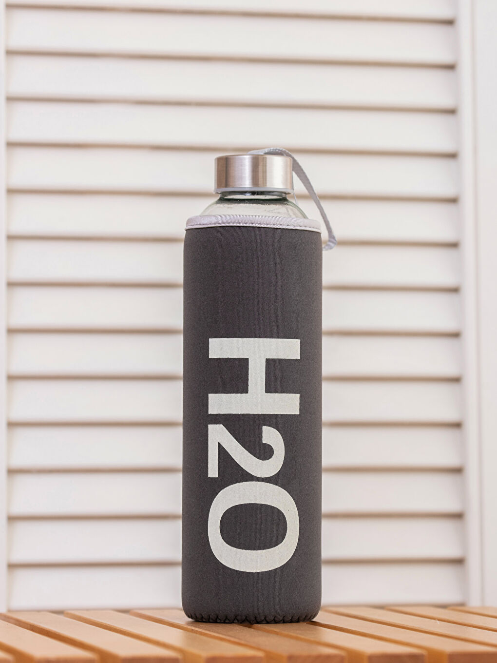 Antrasit Yazı Baskılı Cam Matara 750 ml