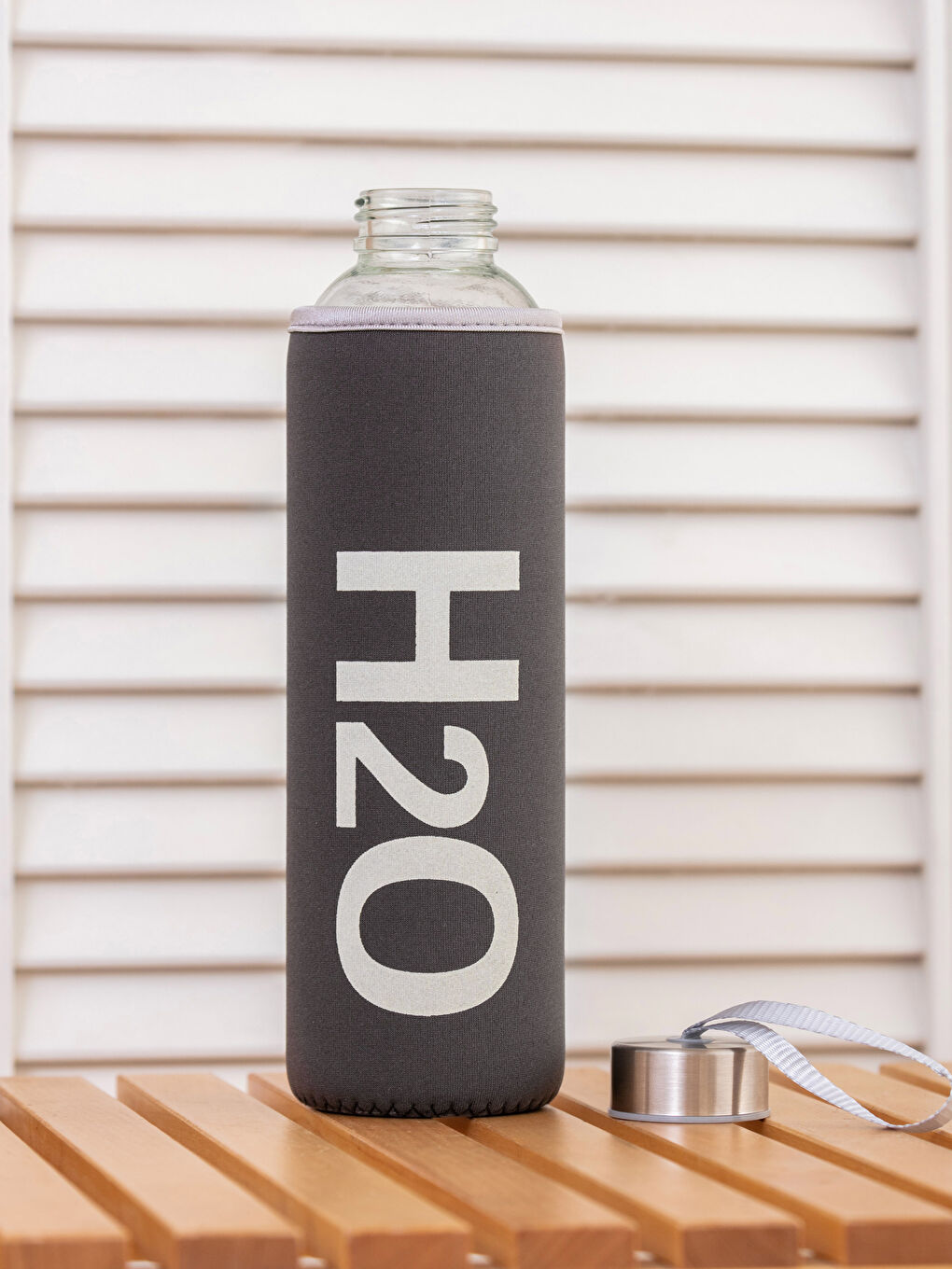 Antrasit Yazı Baskılı Cam Matara 750 ml-1