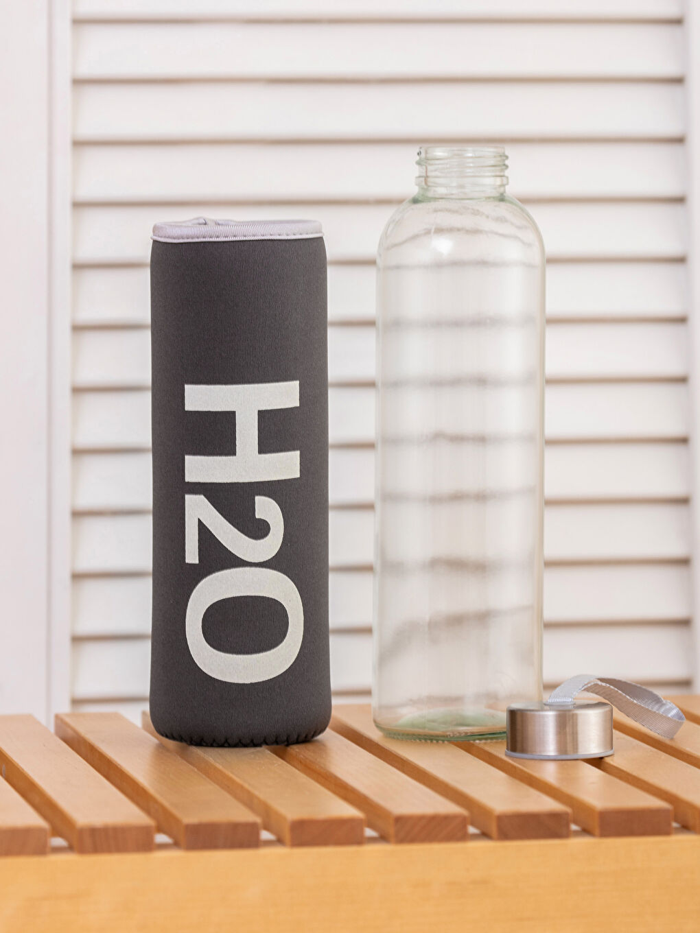 Antrasit Yazı Baskılı Cam Matara 750 ml-2