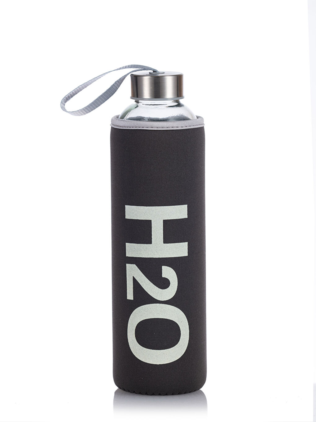 Antrasit Yazı Baskılı Cam Matara 750 ml-3