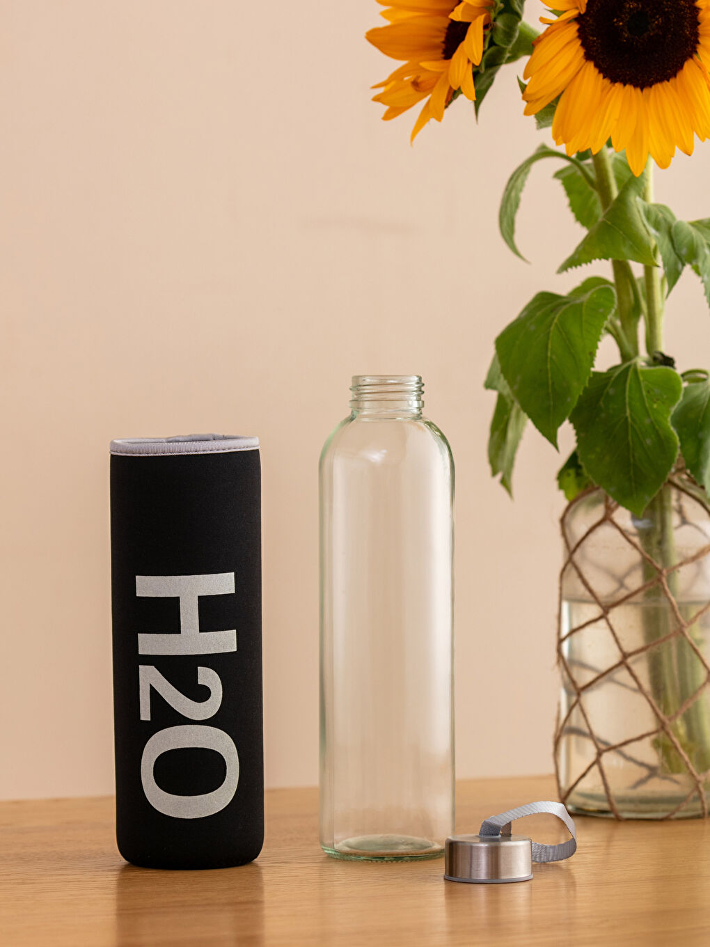 Siyah Yazı Baskılı Cam Matara 750 ml-1