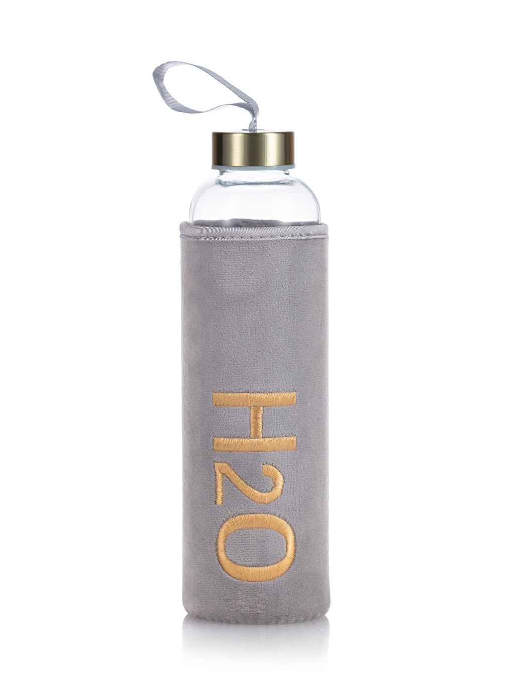 H2O Gri Kılıflı Cam Matara 600 Ml - 3