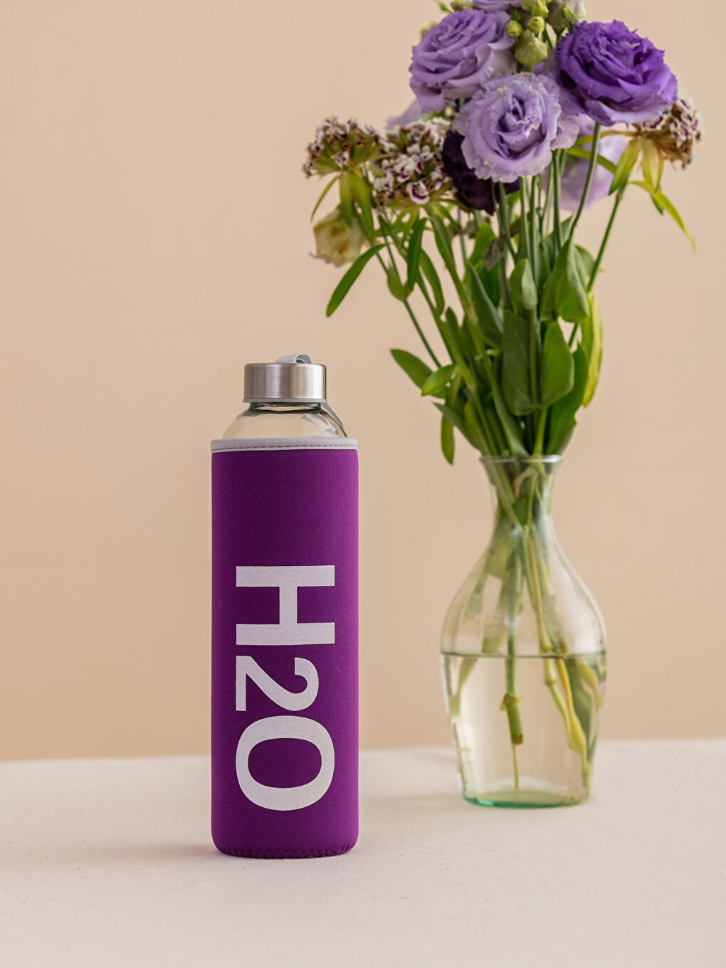 H2O Mor Kılıflı Cam Matara 750 Ml