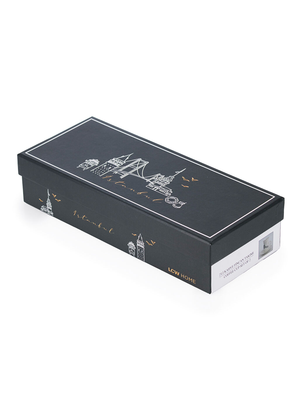 Siyah Baskılı 2 Kişilik Seramik Kahve Fincan Takımı-3