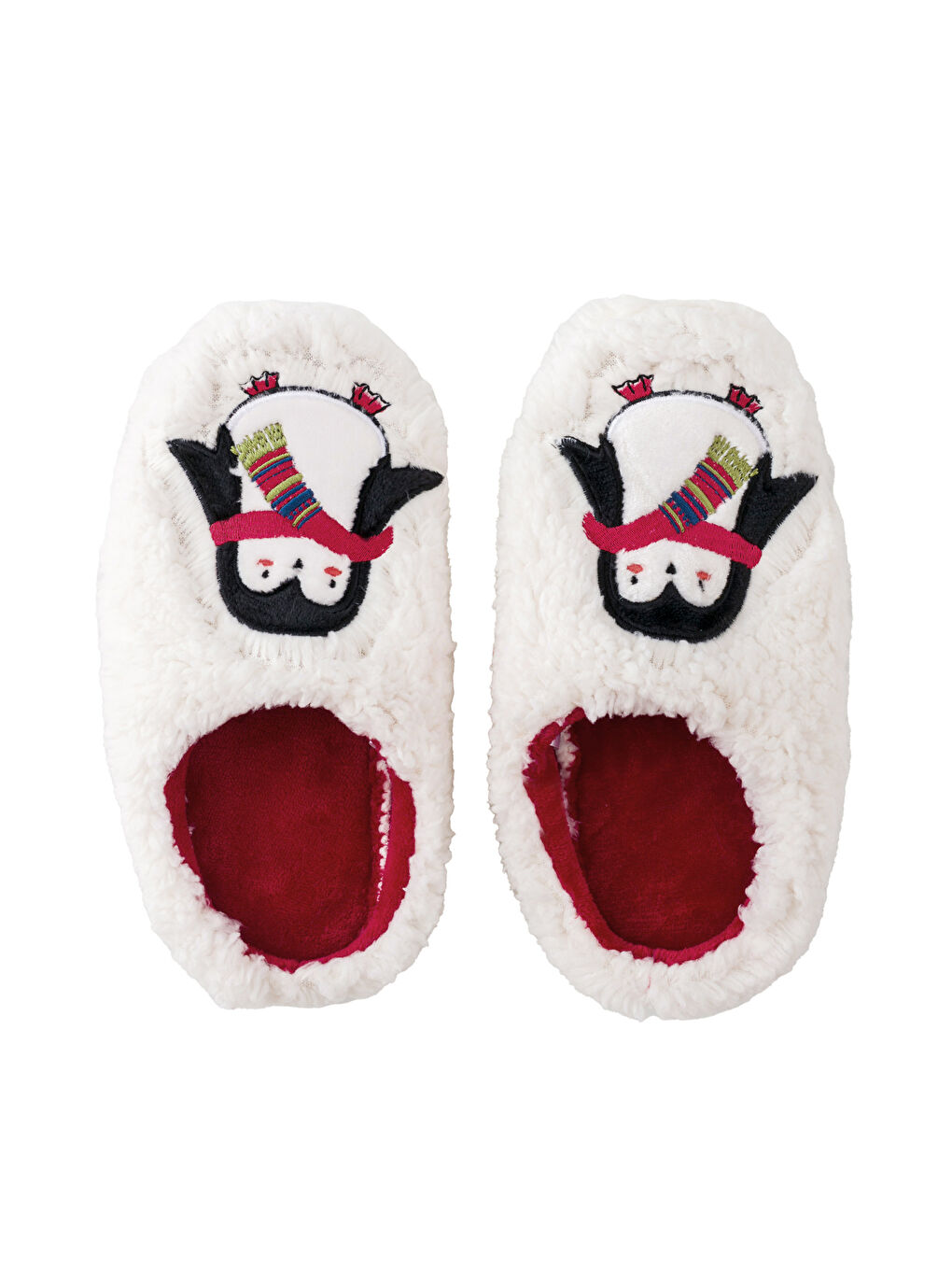 Penguin Embroidered Plush Women's House Slippers -W3HE23Z8-VGB