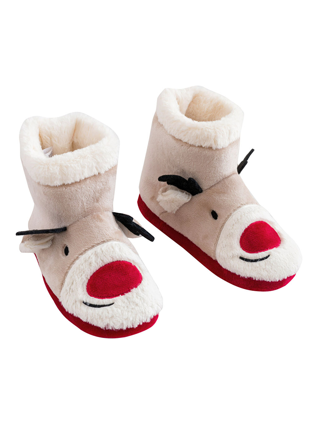 New Year Themed Deer Embroidery Detailed 3D Appliqué Women's House Boots-4