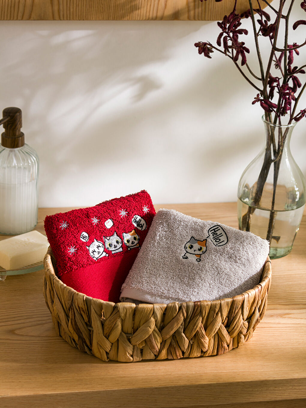 LCW HOME Embroidered Hand Towel 2 Pack 30x50 Cm -W3HE92Z8-HLG